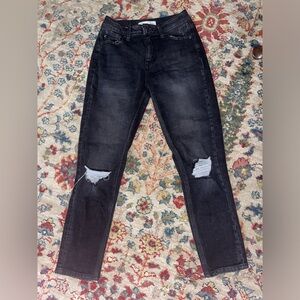 KanCan Relaxed Fit Distressed Black Jeans